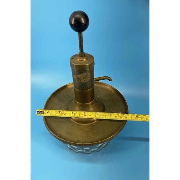 Antique Style Vintage Brass Soap Dispenser Glass Base Pump Bathroom Decor VTG - Picture 2 of 6